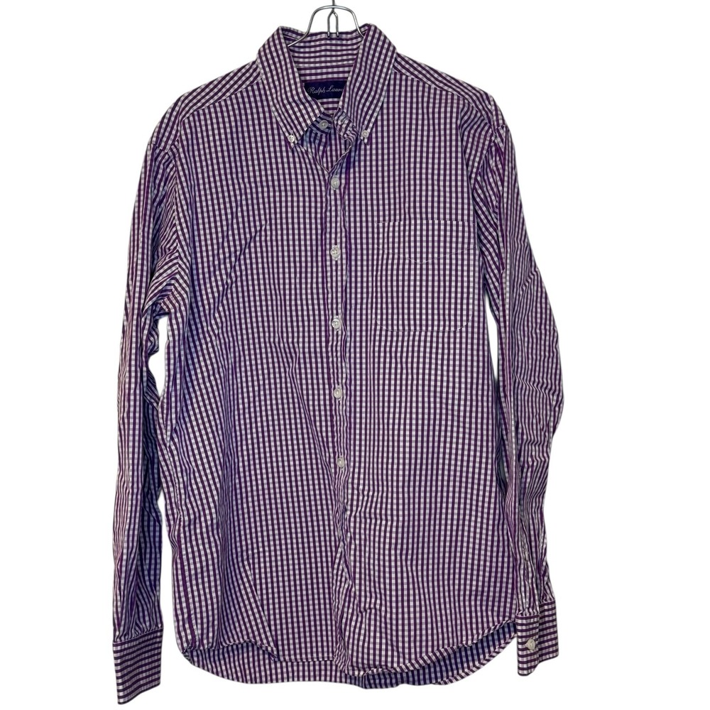 Ralph Lauren Purple Label Men's Shirt Gingham Check Button-Down Purple Medium